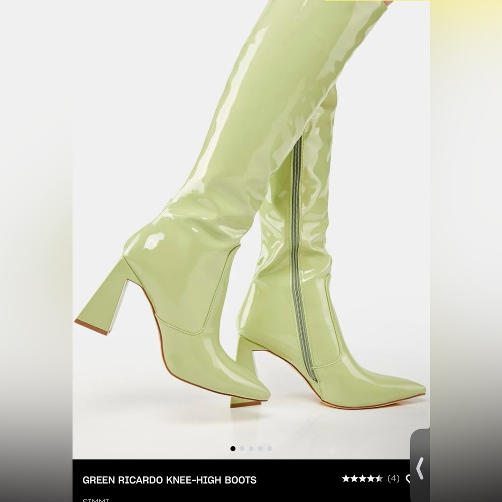 NWOT Simmi Patent Leather Lime Heeled Boots for Women